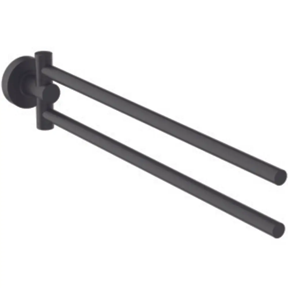 Handtuchstange in Schwarz mit zwei parallelen Stangen, montiert an einer runden Wandhalterung. Ideal Standard.